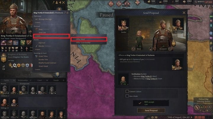 A slightly less efficient way to improve your opinion is by giving your children under custody - Crusader Kings 3: Vassals - Kingdom management - Crusader Kings 3 Guide