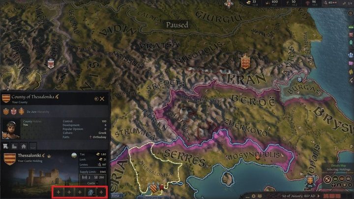 Buildings are managed from the level of individual baronies - Crusader Kings 3: Gold and buildings - Kingdom management - Crusader Kings 3 Guide
