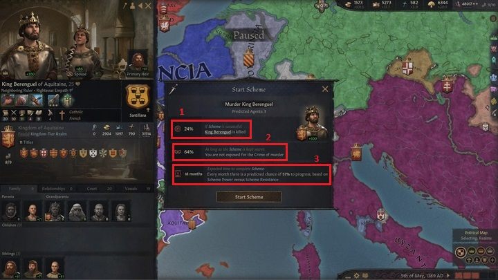 After selecting the scheme you are interested in, you will see a window with information about it - Crusader Kings 3: Council and court - Kingdom management - Crusader Kings 3 Guide