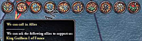 Icon of flag means, that you can summon an ally. - Military campaigns - Military - Crusader Kings II - Game Guide and Walkthrough
