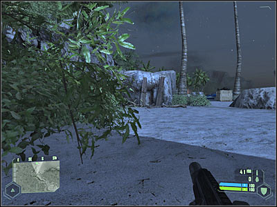 Move over to your left, so you wont have any problems finding the soldiers - Crysis: Mission 1, Contact - part 2, walkthrough - Mission 1 - Contact - Crysis Game Guide