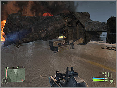 Amongst other interesting supplies youll coma across ammunition for a SCAR rifle and a shotgun - FINAL MISSION - part 3 | FINAL MISSION - Reckoning - FINAL MISSION - Reckoning - Crysis Game Guide