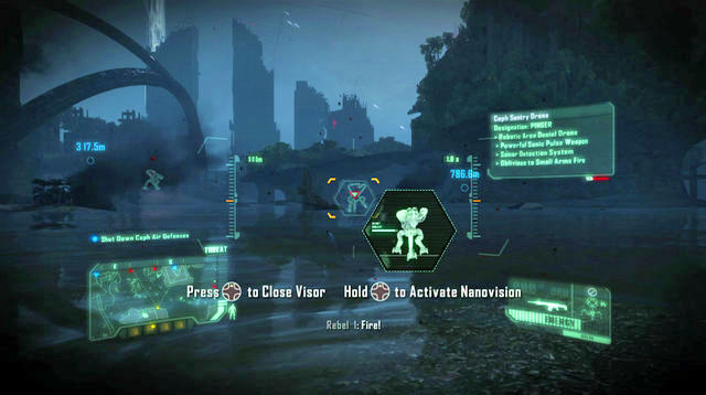 In return for your help, the rebels will offer to rake the Pingers marked by you with your visor - Destroy the first defense system - Only Human - Crysis 3 - Game Guide and Walkthrough