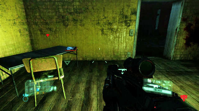 Once you reach the zipline that is your target, walk over to the room to its left, before you actually take the zipline - Safeties Off - CELL intel data and posters - Crysis 3 - Game Guide and Walkthrough