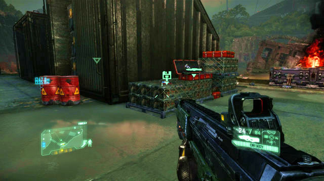 To the left of the large gate, which you can open with the console - Red Star Rising - CELL intel data and posters - Crysis 3 - Game Guide and Walkthrough