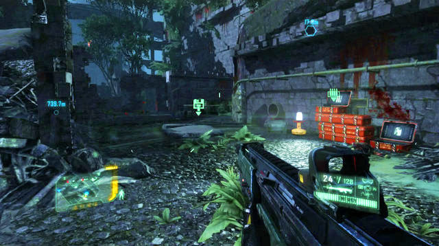 Between the cannon and the control panel of the second AA system, in the south-east, you will find the data on the corpse - Only Human - CELL intel data and posters - Crysis 3 - Game Guide and Walkthrough