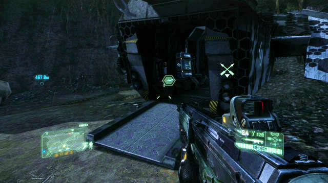 Reach the area marked with the yellow arrowhead in the first screenshot - Only Human - CELL intel data and posters - Crysis 3 - Game Guide and Walkthrough