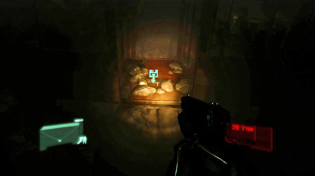 Once you reach the burning car wreck, on its left hand side, turn on the visor again - Gods and Monsters - CELL intel data and posters - Crysis 3 - Game Guide and Walkthrough