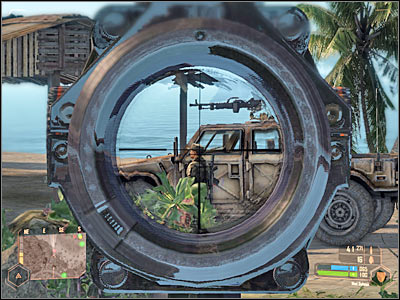 Notice that in the meantime an enemy gunship has appeared over the bar (target number three; screen) - Securing KAL's base I - Mission 1: Call me Ishmael - Crysis Warhead - Game Guide and Walkthrough