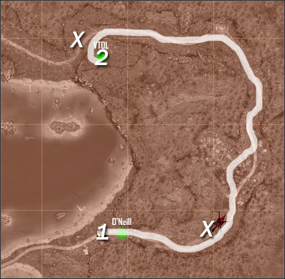 Map legend - Reaching an allied VTOL - Mission 2: Shore Leave - Crysis Warhead - Game Guide and Walkthrough