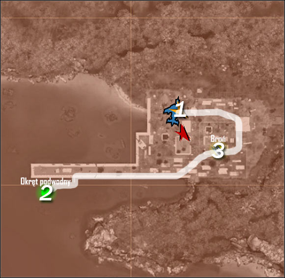 Map legend - Getting on board of a Korean submarine - Mission 2: Shore Leave - Crysis Warhead - Game Guide and Walkthrough