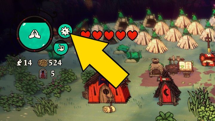 The Sickness indicator informs you about the level of disease among your Followers - Cult of the Lamb: Game interface - Basics - Cult of the Lamb Guide