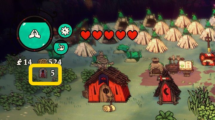 Here the number of Commandment Stones is displayed, which are used to introduce Doctrines to your cult - Cult of the Lamb: Game interface - Basics - Cult of the Lamb Guide