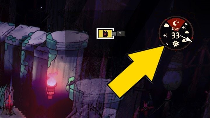 The clock measures the time and shows the period in which it is night and day - Cult of the Lamb: Game interface - Basics - Cult of the Lamb Guide