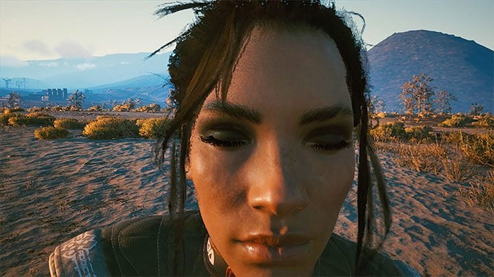 At the end of Riders on the Storm quest, use the dialogue options to refer to the events from the previous night - Cyberpunk 2077: Panam Palmer - romances/sex - Cyberpunk 2077: Romances - Cyberpunk 2077 Guide