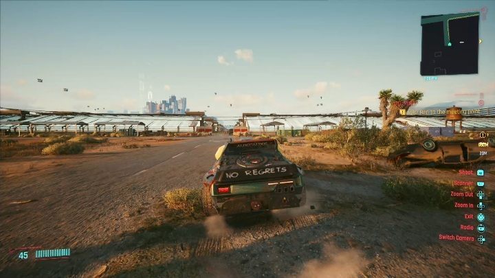 After talking to Ben, take him outside and then enter the car - Cyberpunk 2077: SOS: Merc Needed, Badlands - Gigs, walkthrough, map - Cyberpunk 2077: Badlands - Cyberpunk 2077 Guide