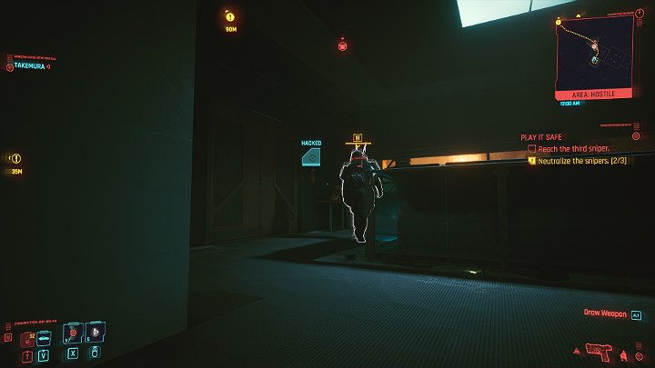 Hack an electrical appliance on the other side of the room to lure him to the corner of the room, then get him from behind and eliminate him - Cyberpunk 2077: Play It Safe walkthrough - Cyberpunk 2077: Act 2 Main missions - Cyberpunk 2077 Guide