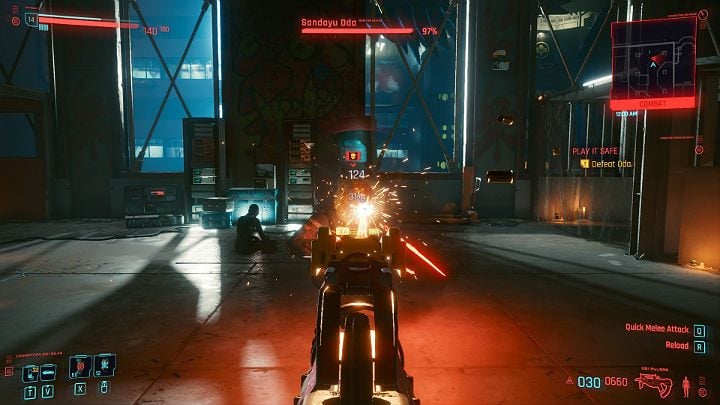 Oda uses mantis blades with high precision, so try to keep the right distance to stay out of reach of his weapon - Cyberpunk 2077: Play It Safe walkthrough - Cyberpunk 2077: Act 2 Main missions - Cyberpunk 2077 Guide
