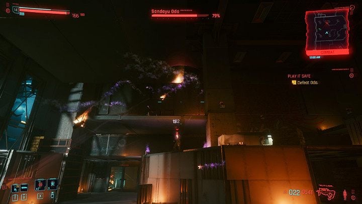 If you haven't damaged Oda's SMG before, hide behind a solid shield when the opponent switches to the long-range weapon - Cyberpunk 2077: Play It Safe walkthrough - Cyberpunk 2077: Act 2 Main missions - Cyberpunk 2077 Guide