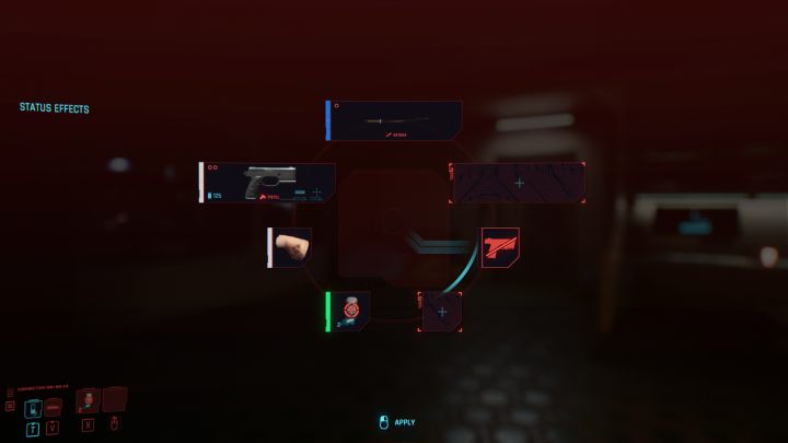 Another way to hide your weapon in Cyberpunk 2077 is to select the icon of the crossed-out pistol in the item wheel - Cyberpunk 2077: How to hide weapons? - Cyberpunk 2077: V - main character - Cyberpunk 2077 Guide