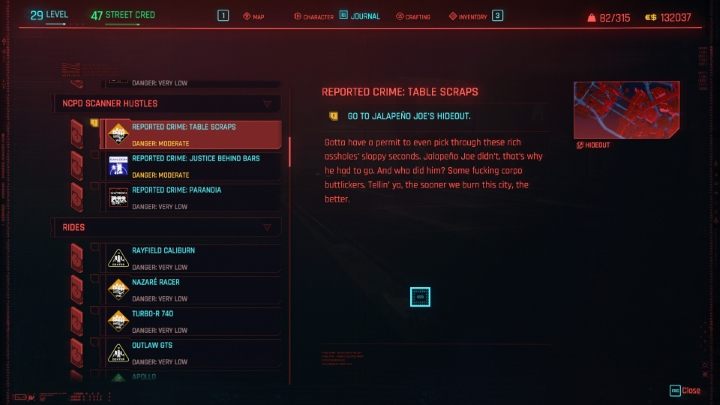 Other side activities include NCPD scanner hustles in which you have to face off against gang members - Cyberpunk 2077: Quest types - Cyberpunk 2077: Basics - Cyberpunk 2077 Guide