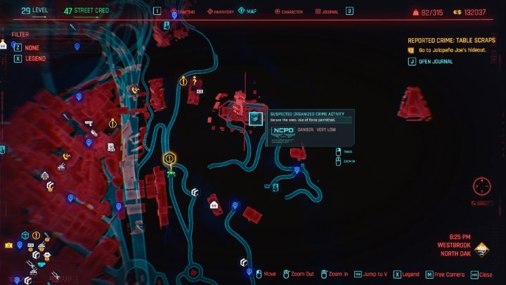 NCPD Scanner Hustles are marked on the map with icons of blue skulls and baseball bats - Cyberpunk 2077: Quest types - Cyberpunk 2077: Basics - Cyberpunk 2077 Guide