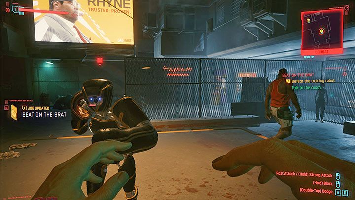 Coach Fred will suggest a mock fight with a training robot - Cyberpunk 2077: Beat on the Brat - walkthrough - Cyberpunk 2077: Exploration Side missions - Cyberpunk 2077 Guide