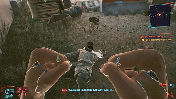 After defeating Buck, the situation may unfold in several ways - Cyberpunk 2077: Beat on the Brat - walkthrough - Cyberpunk 2077: Exploration Side missions - Cyberpunk 2077 Guide