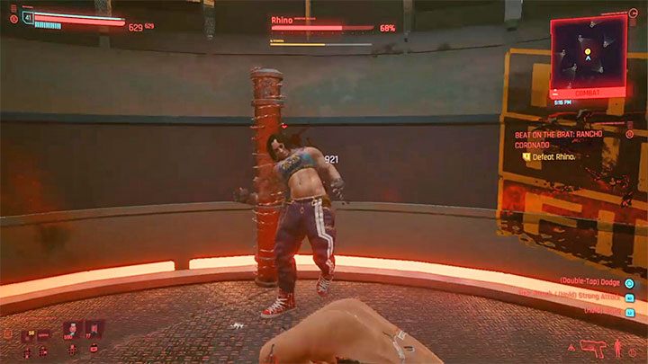 The fight is problematic due to a very small fighting area - it is a circular arena with additional barbed-wire poles - Cyberpunk 2077: Beat on the Brat - walkthrough - Cyberpunk 2077: Exploration Side missions - Cyberpunk 2077 Guide