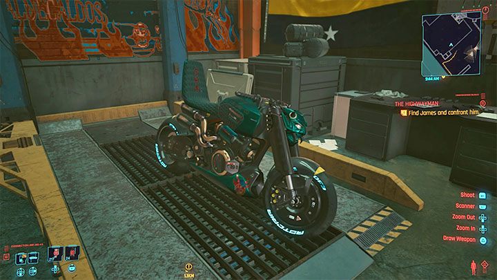 The motorcycle is in the garage - Cyberpunk 2077: List of free cars - Cyberpunk 2077: World Atlas - Cyberpunk 2077 Guide