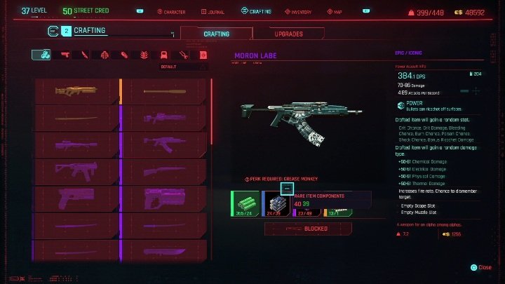During the hustle you have to obtain the blueprint allowing you to craft the weapon - Cyberpunk 2077: Iconic weapons list - Cyberpunk 2077: World Atlas - Cyberpunk 2077 Guide