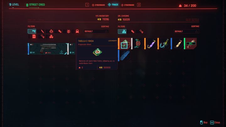 While at ripperdoc, choose the trading option - Cyberpunk 2077: Is it possible to reset perks? - Cyberpunk 2077: V - main character - Cyberpunk 2077 Guide