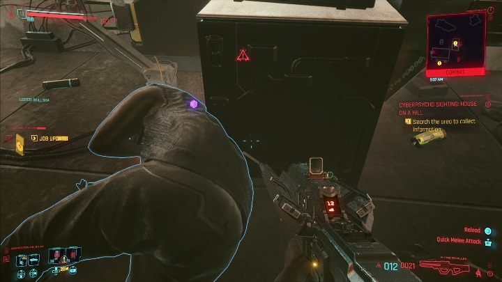 After neutralizing your opponent, get the necessary information: Search the target's corpse as well as another body nearby to find the shards - Cyberpunk 2077: House on a Hill - cyberpsycho sighting walkthrough - Cyberpunk 2077: Cyberpsycho Sighting - mini-bosses - Cyberpunk 2077 Guide