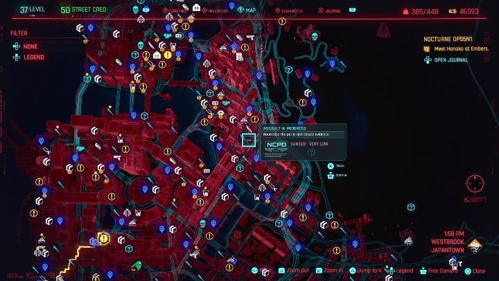 In the Westbrook district, you can carry out an assault in 14 locations - Cyberpunk 2077: Westbrook, NCPD Scanner Hustles - Map, Walkthrough - Cyberpunk 2077: NCPD Scanner Hustles - Cyberpunk 2077 Guide