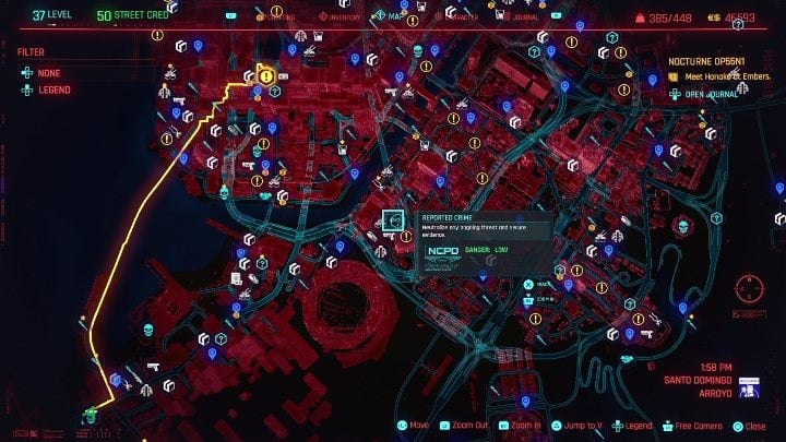 You will come across 6 reported crime locations in the Santo Domingo district - Cyberpunk 2077: Santo Domingo, NCPD Scanner Hustles - Map, Walkthrough - Cyberpunk 2077: NCPD Scanner Hustles - Cyberpunk 2077 Guide