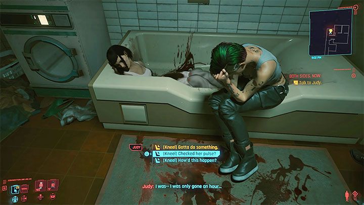 When you get there, you will discover that Evelyn committed suicide - Cyberpunk 2077: Both Sides, Now - walkthrough - Cyberpunk 2077: Storyline quests - Cyberpunk 2077 Guide