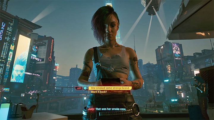 The action will move to the roof, where you will have another conversation with Judy - Cyberpunk 2077: Both Sides, Now - walkthrough - Cyberpunk 2077: Storyline quests - Cyberpunk 2077 Guide