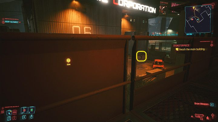 Go straight, stopping behind the cover from time to time to avoid suspicion - Cyberpunk 2077: Disasterpiece walkthrough - Cyberpunk 2077: Act 2 Main missions - Cyberpunk 2077 Guide