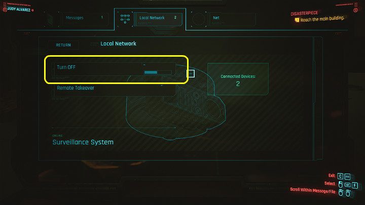 Use the computer and turn off the cameras - Cyberpunk 2077: Disasterpiece walkthrough - Cyberpunk 2077: Act 2 Main missions - Cyberpunk 2077 Guide