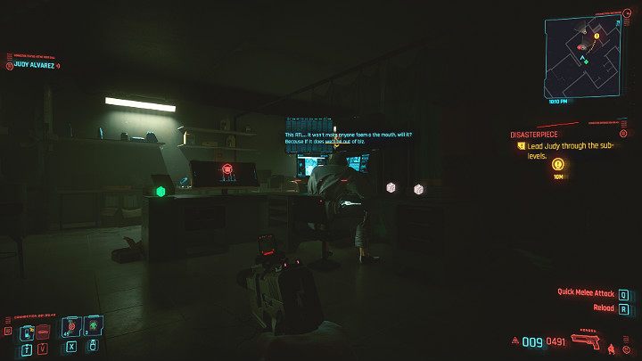 Going straight and turning left, you will notice a room with two opponents - bypass them and go right or finish them off - Cyberpunk 2077: Disasterpiece walkthrough - Cyberpunk 2077: Act 2 Main missions - Cyberpunk 2077 Guide