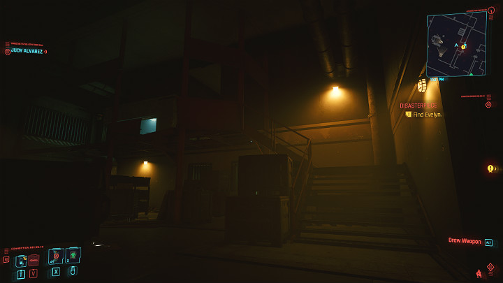 Enter the elevated platform on the right side of the entrance and go to the very end of the room - Cyberpunk 2077: Disasterpiece walkthrough - Cyberpunk 2077: Act 2 Main missions - Cyberpunk 2077 Guide