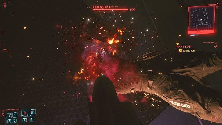 After the surprise attack, the opponent will immediately be deprived of the Oni mask - Cyberpunk 2077: How to beat Oda? - Cyberpunk 2077: Bosses - Cyberpunk 2077 Guide