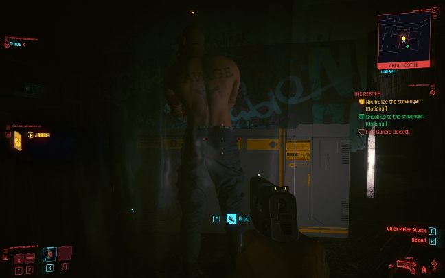 If you just want to stun him, click the appropriate key (R in case of PC version) - Cyberpunk 2077: Stealth & quiet combat guide - Cyberpunk 2077: Basics - Cyberpunk 2077 Guide
