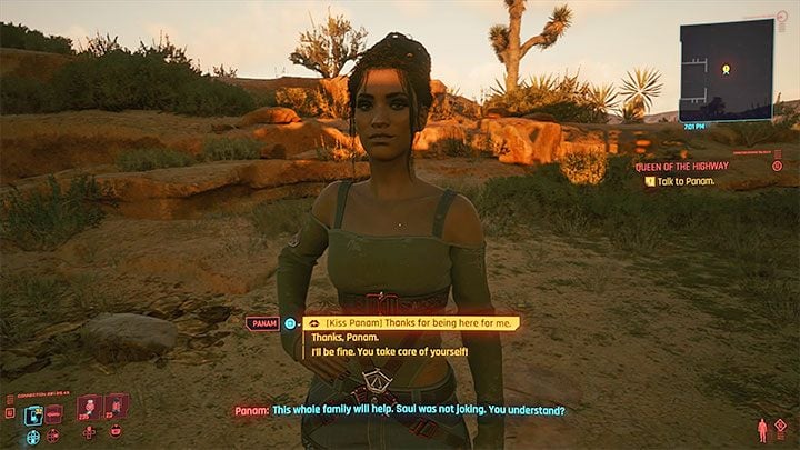 At the end, start following Panam again - Cyberpunk 2077: Queen of the Highway (Panam) - a guide, walkthrough - Cyberpunk 2077: Storyline quests - Cyberpunk 2077 Guide