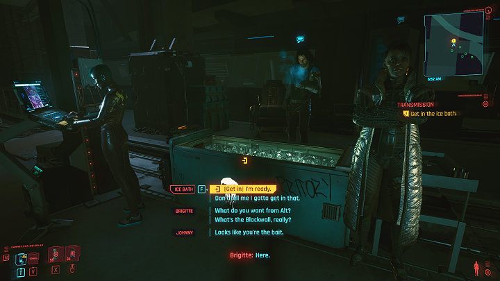 Brigitte wants to introduce V to Cyberspace so that they can meet with Alt Cunningham - Johnny's old friend - Cyberpunk 2077: Transmission walkthrough - Cyberpunk 2077: Act 2 Main missions - Cyberpunk 2077 Guide