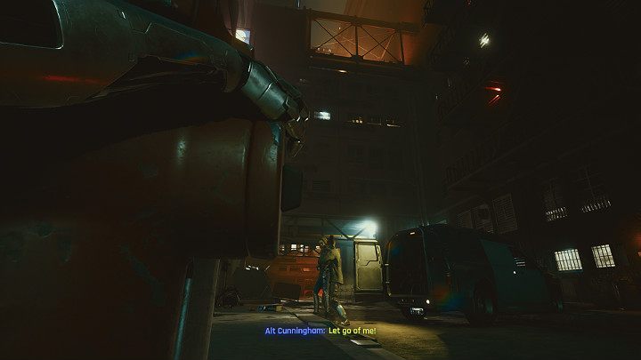 You will witness a scene where Alt Cunningham is forcibly dragged into a van and abducted - Cyberpunk 2077: Transmission walkthrough - Cyberpunk 2077: Act 2 Main missions - Cyberpunk 2077 Guide