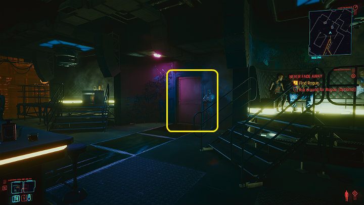 When you arrive, go to the top floor of the club and walk through the door on the right - a bodyguard will be standing nearby - Cyberpunk 2077: Transmission walkthrough - Cyberpunk 2077: Act 2 Main missions - Cyberpunk 2077 Guide