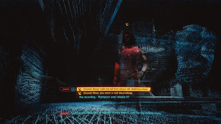 You can now talk to Johnny about what happened at the Arasaka Tower and about the connection between Silverhand and Alt - Cyberpunk 2077: Transmission walkthrough - Cyberpunk 2077: Act 2 Main missions - Cyberpunk 2077 Guide
