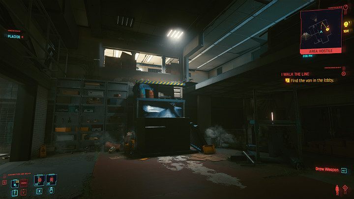 Once you are inside, jump on the chests to the left to reach the upper floor - Cyberpunk 2077: I Walk the Line walkthrough - Cyberpunk 2077: Act 2 Main missions - Cyberpunk 2077 Guide