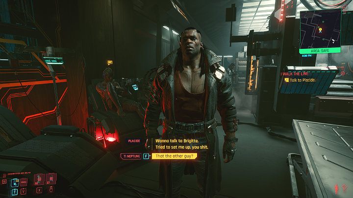 If you took the side of the Voodoo Boys, Placide will of course deny that they tried to dispose of V and blame the NetWatch agent - Cyberpunk 2077: I Walk the Line walkthrough - Cyberpunk 2077: Act 2 Main missions - Cyberpunk 2077 Guide